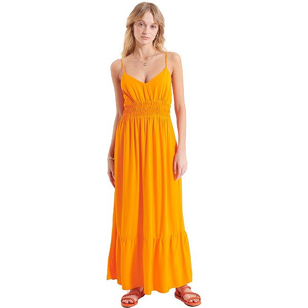 Vestido Sarja Myft Super Midi De Alça AV23 Laranja Feminino