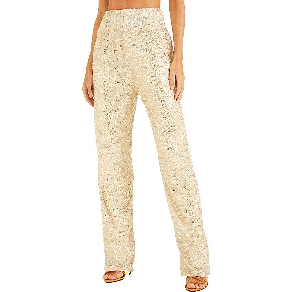 Calça Forum Paetê AV23 Bege Feminino