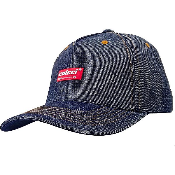 Boné Colcci Aba Curva Jeans Patch Azul