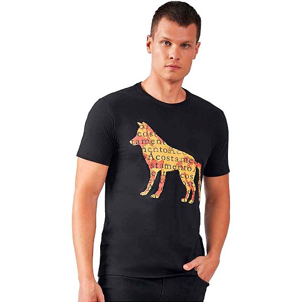 Camiseta Acostamento Lettered Wolf O23 Preto Masculino