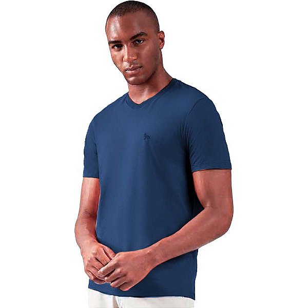 Camiseta Acostamento Gola V Elastano O23 Marinho Masculino