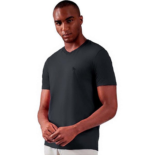 Camiseta Acostamento Gola V Elastano O23 Preto Masculino