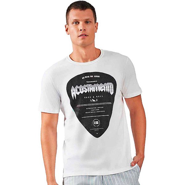 Camiseta Acostamento Rock and Roll O23 Branco Masculino