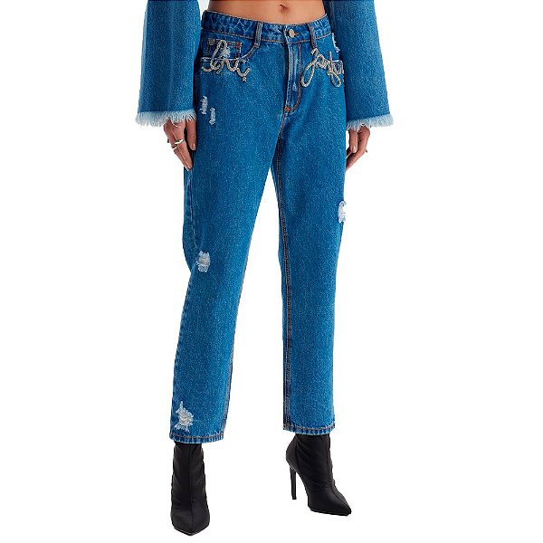Calça Jeans Lança Perfume Mom High IV23 Azul Feminino