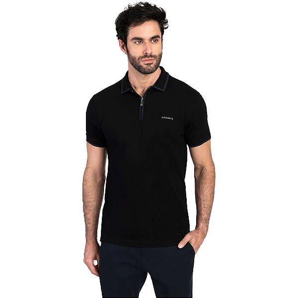 Camisa Polo Aramis Piquet Vista Zip IN23 Preto Masculino