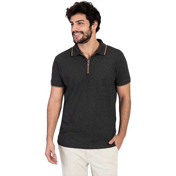 Camisa Polo Aramis Zip IN23 Grafite Mescla Masculino