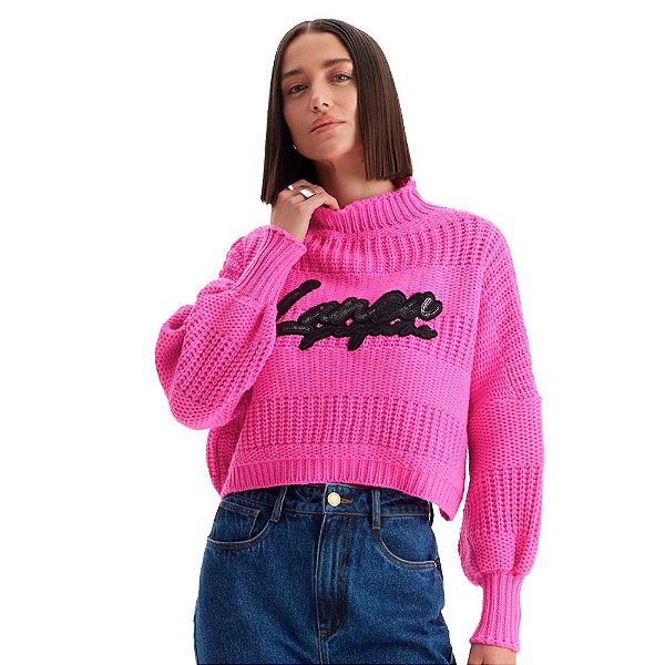 Blusa Tricot Lança Perfume Gola Alta IN23 Rosa Feminino