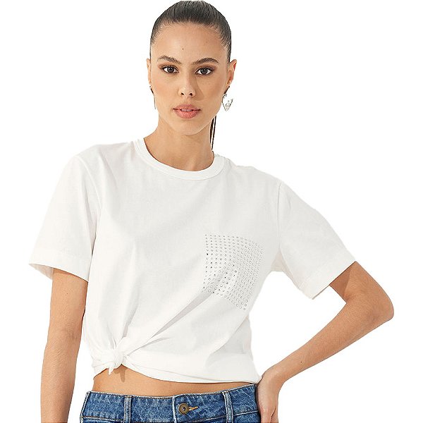 Camiseta Colcci Aplicação OU23 Off White Feminino