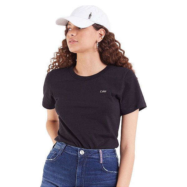 Camiseta Coca Cola Basic Slim OU23 Preto Feminino