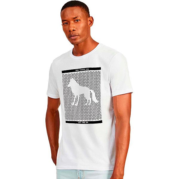 Camiseta Acostamento Wolf Travel IN23 Branco Masculino