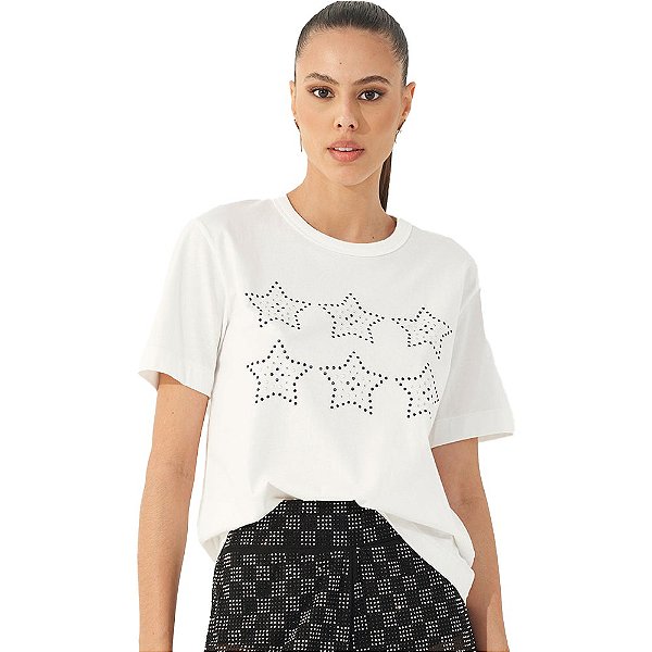 Camiseta Colcci Star OU23 Off White Feminino