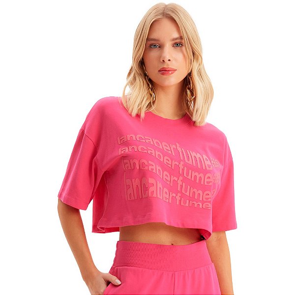Camiseta Cropped Easy Lança Perfume IN23 Rosa Feminino