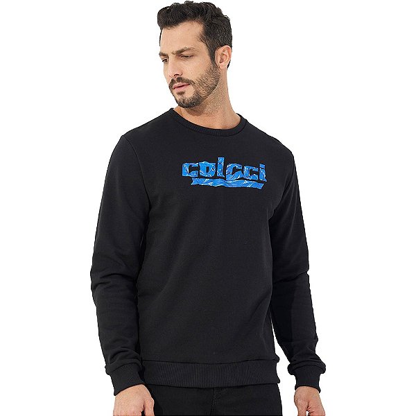 Moletom Colcci Blue Logo OU23 Preto Masculino