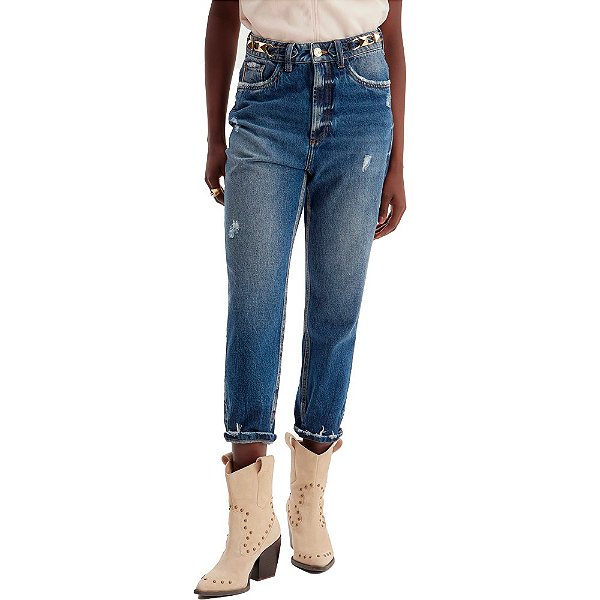 Calça Jeans Lança Perfume Mom High IN23 Azul Feminino