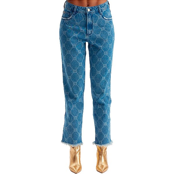 Calça Jeans Lança Perfume Reta High IN23 Azul Feminino