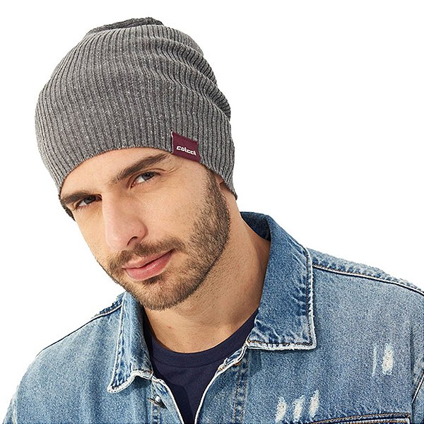 Gorro Tricô Colcci Canelado OU23 Cinza Masculino