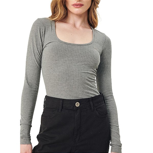 Blusa Colcci Canelada Small OU23 Cinza Feminino