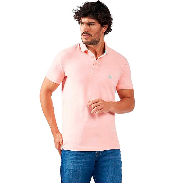 Camisa Polo Acostamento Elastano IN23 Rosa Masculino