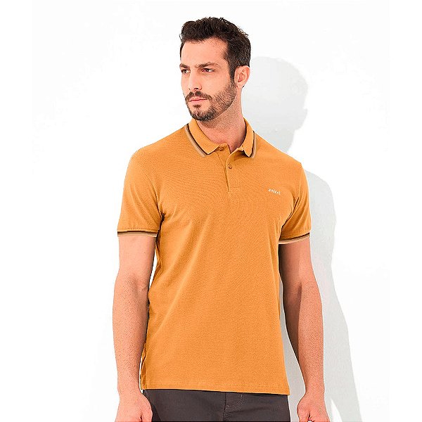 Camisa Polo Colcci Três Linhas OU23 Amarelo Masculino