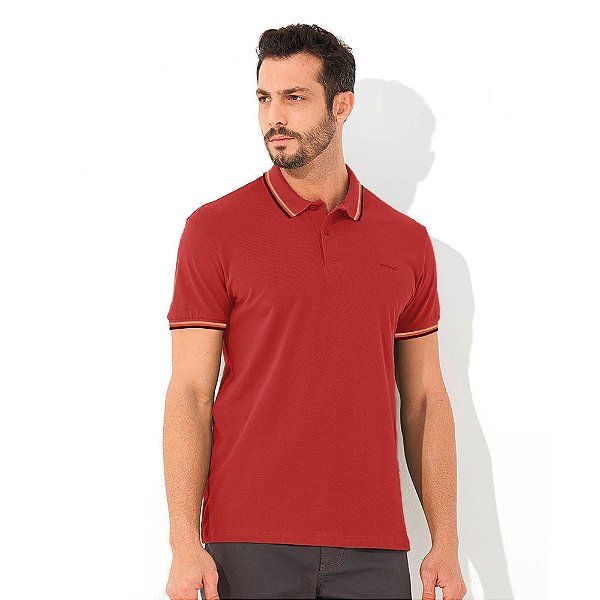 Camisa Polo Colcci Três Linhas OU23 Vermelho Masculino