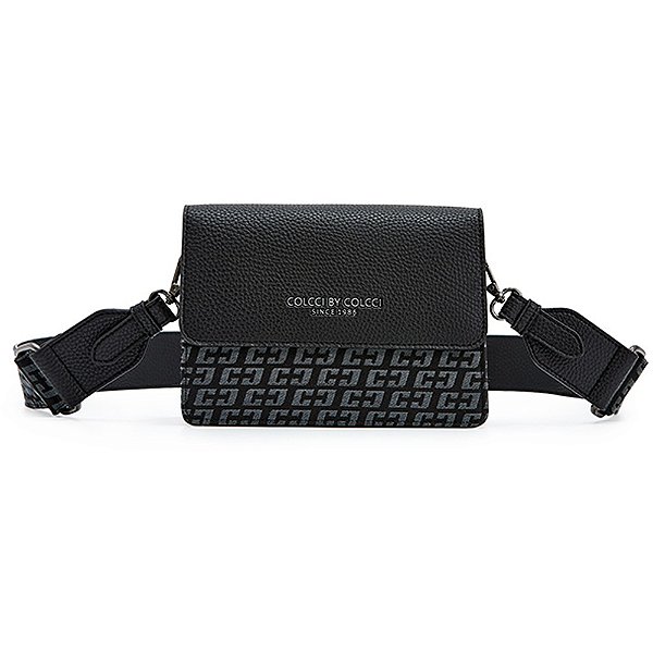 Bolsa Crossbody Colcci Jacquard IN23 Preto Feminino