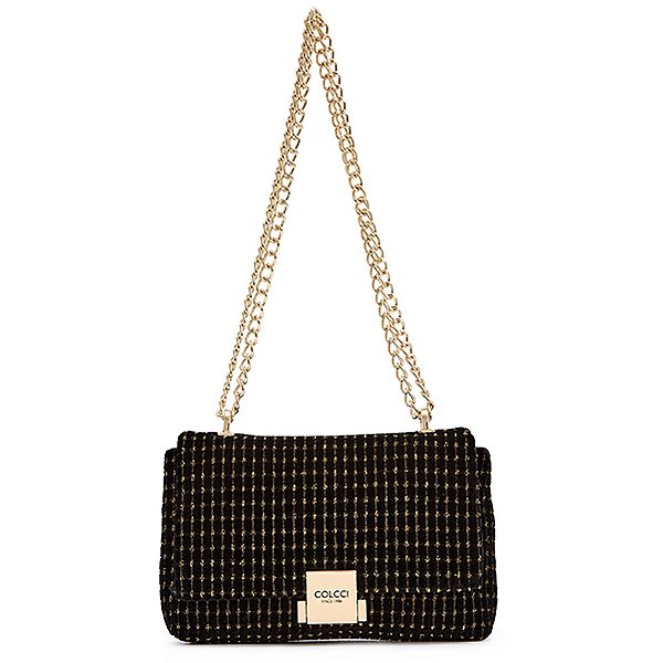 Bolsa Crossbody Colcci Tweed Collection IN23 Preto Feminino