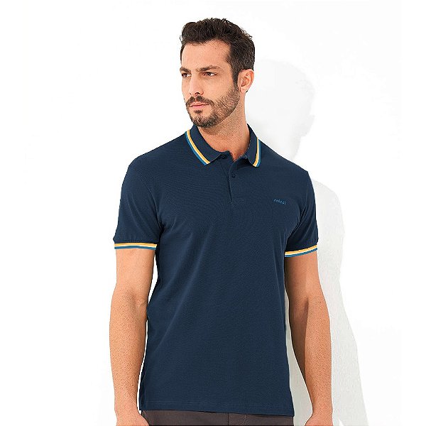 Camisa Polo Colcci Três Linhas OU23 Marinho Masculino
