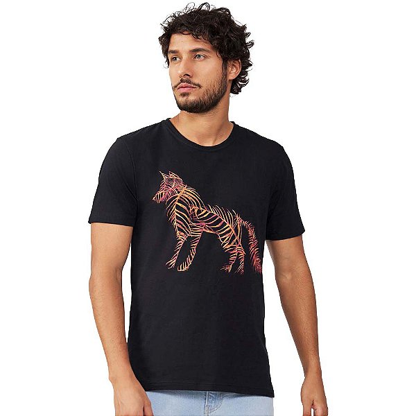 Camiseta Acostamento Wlf Leaves IN23 Preto Masculino