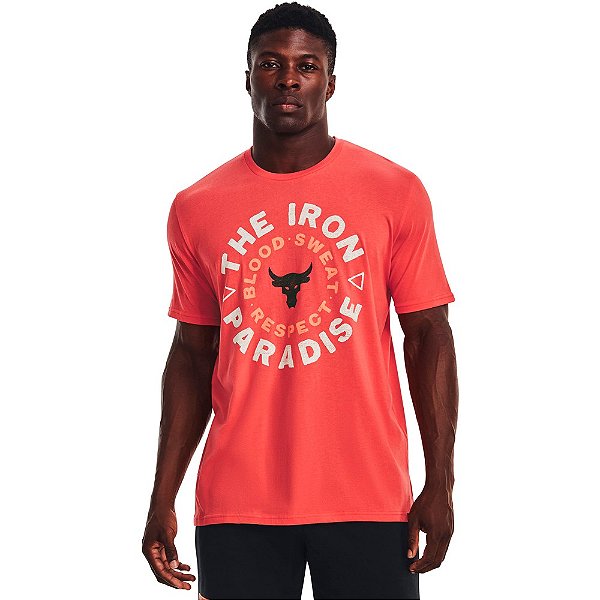 Camiseta Under Armour Project Rock Iron Laranja Masculino