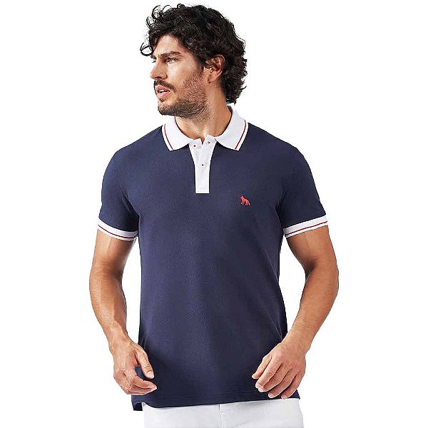 Camisa Polo Acostamento Muscle Wht O23 Marinho Masculino