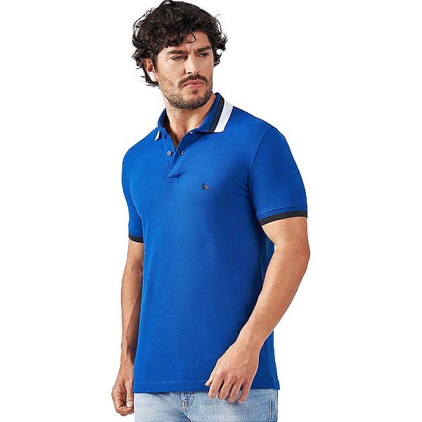 Camisa Polo Acostamento Elasto Desing O23 Azul Masculino