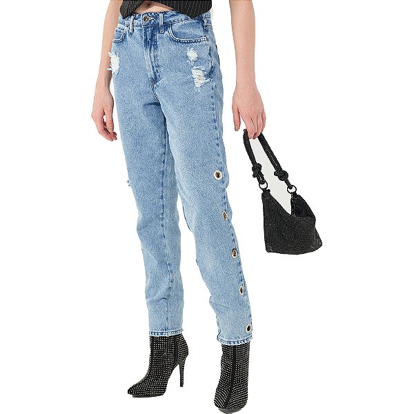 Calça Jeans Colcci Bruna Ilhós OU23 Azul Feminino