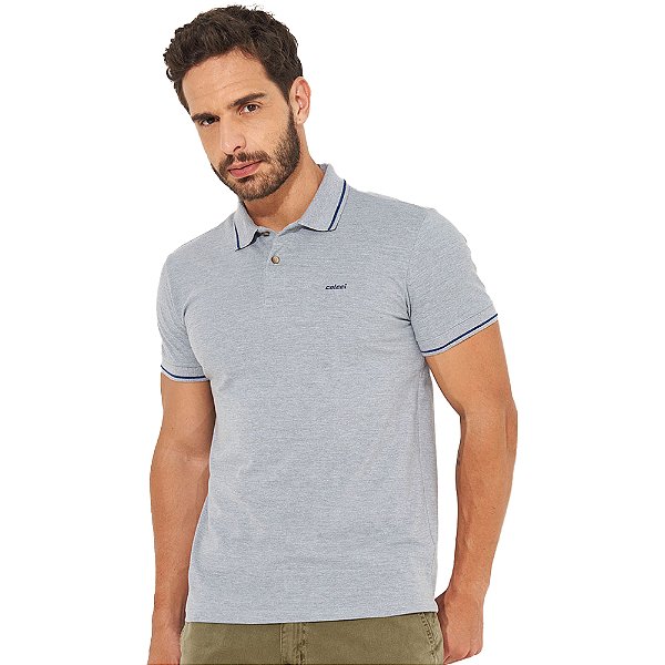 Camisa Polo Colcci Brasil IN23 Cinza Masculino