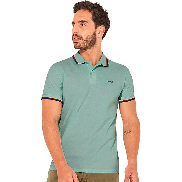 Camisa Polo Colcci Three Lines IN23 Verde Masculino