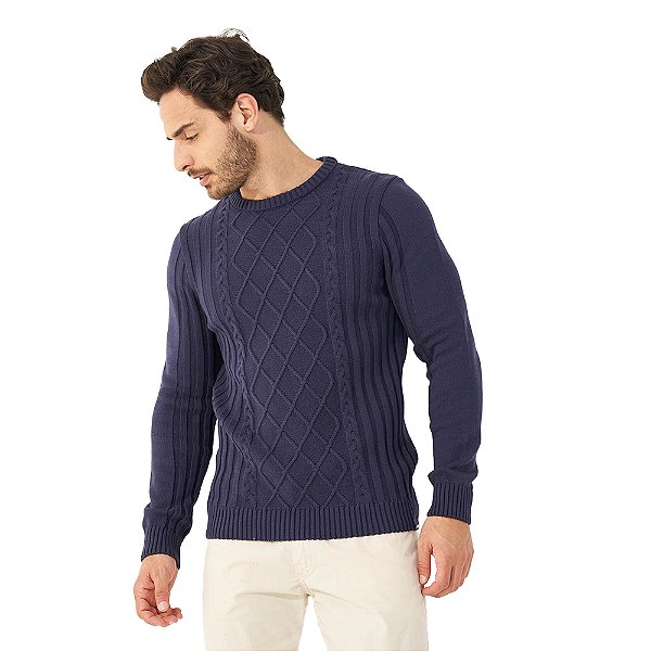Sueter Tricô Colcci Slim Details OU23 Marinho Masculino