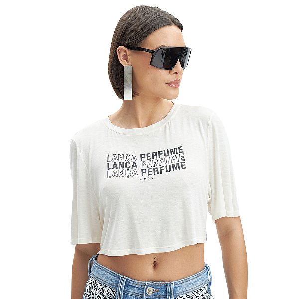 Camiseta Easy Lança Perfume Cropped IN23 Off White Feminino