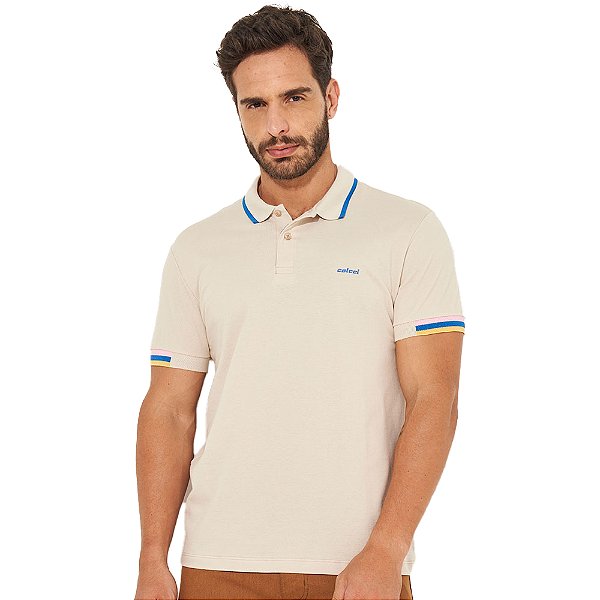 Camisa Polo Colcci Cut Line IN23 Bege Masculino