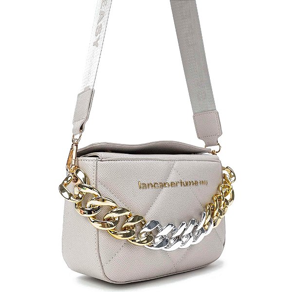 Bolsa Easy Lança Perfume Crossbody Chain Cinza Feminino
