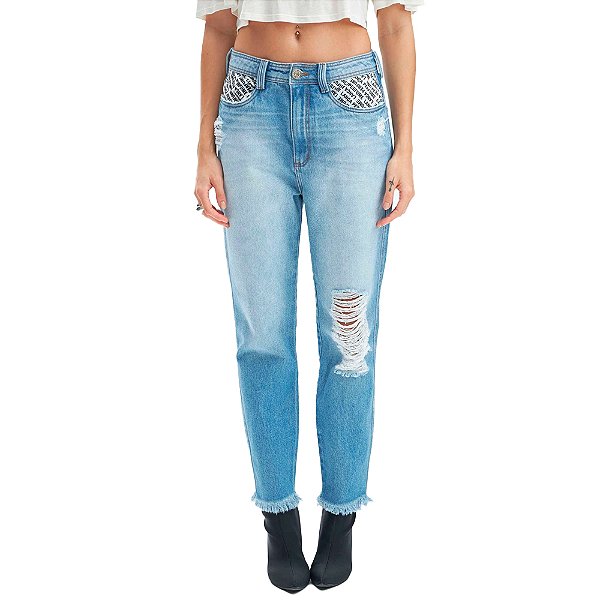 Calça Jeans Easy Lança Perfume Mon High IN23 Azul Feminino