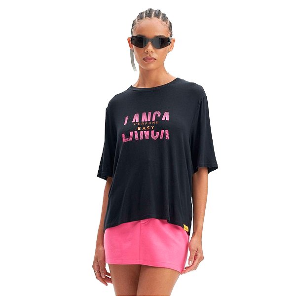 Camiseta Easy Lança Perfume Estampada AI23 Preto Feminino