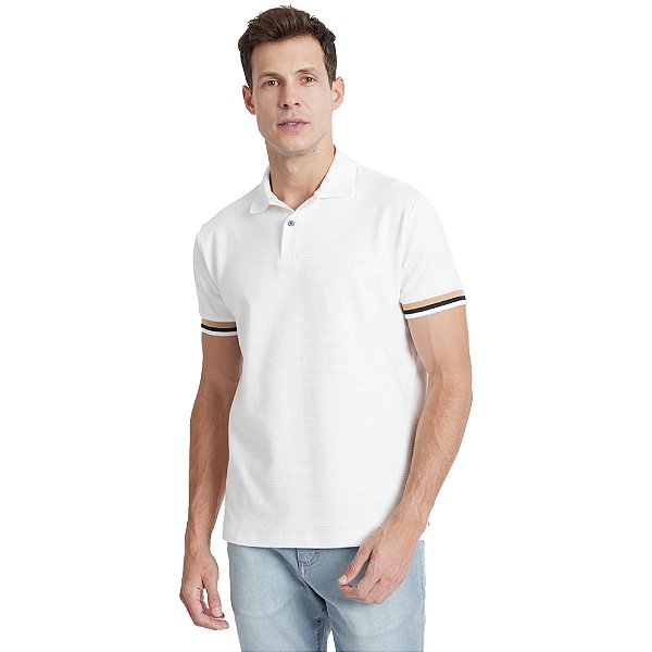 Camisa Polo Aramis Suedine Canelado IN23 Off White Masculino