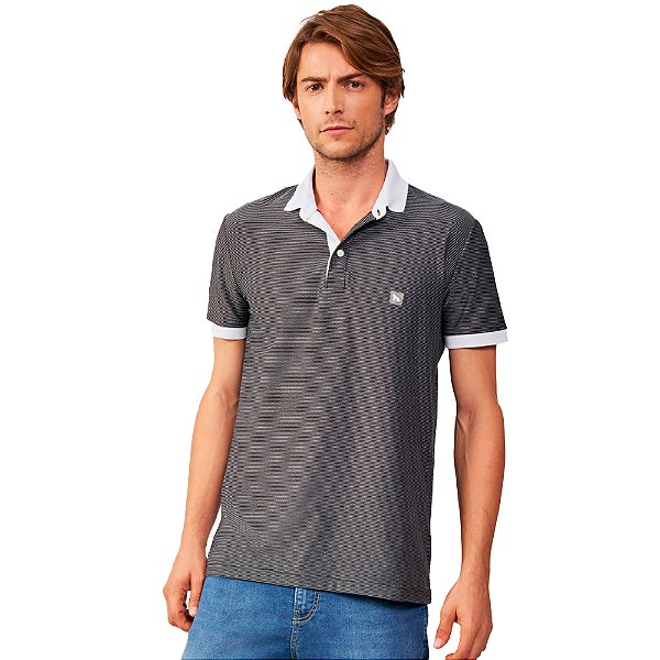 Camisa Polo Acostamento Linhas IN23 Preto Masculino