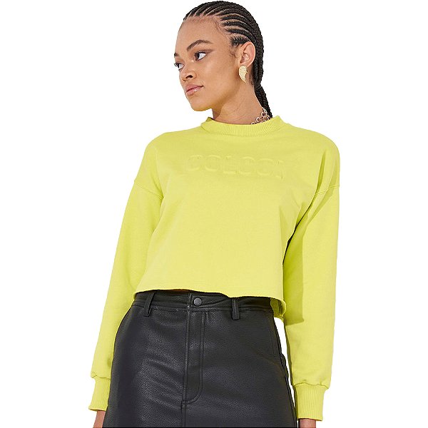 Moletom cropped amarelo 2025