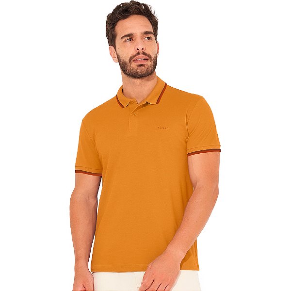 Camisa Polo Colcci Lines IN23 Laranja Masculino