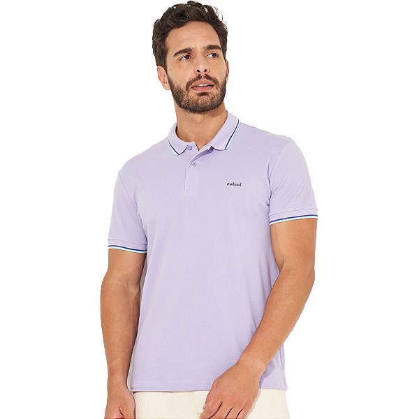Camisa Polo Colcci Lines IN23 Lilás Masculino