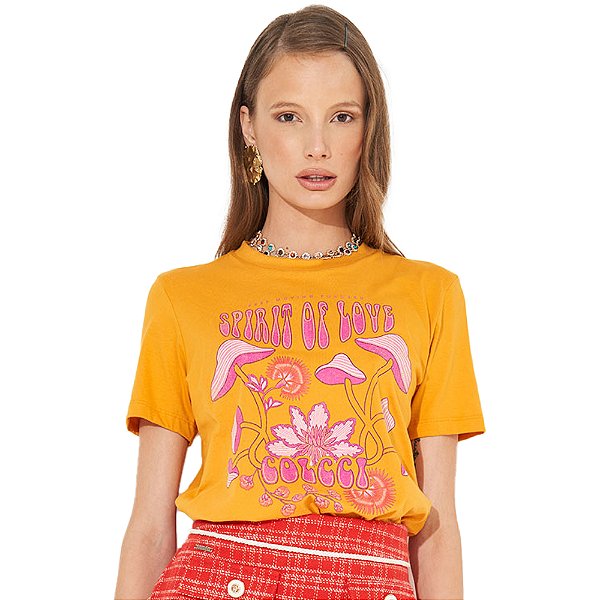 Camiseta Colcci Estampada IN23 Laranja Feminino