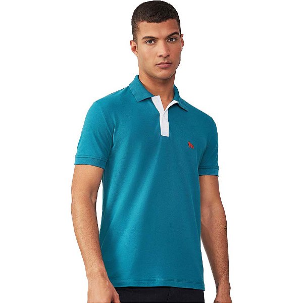 Camisa Polo Acostamento Elastano IN23 Verde Lagoa Masculino
