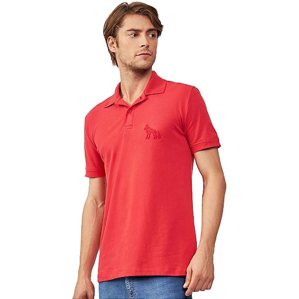 Camisa Polo Acostamento Logo IN23 Vermelho Hibisco Masculino