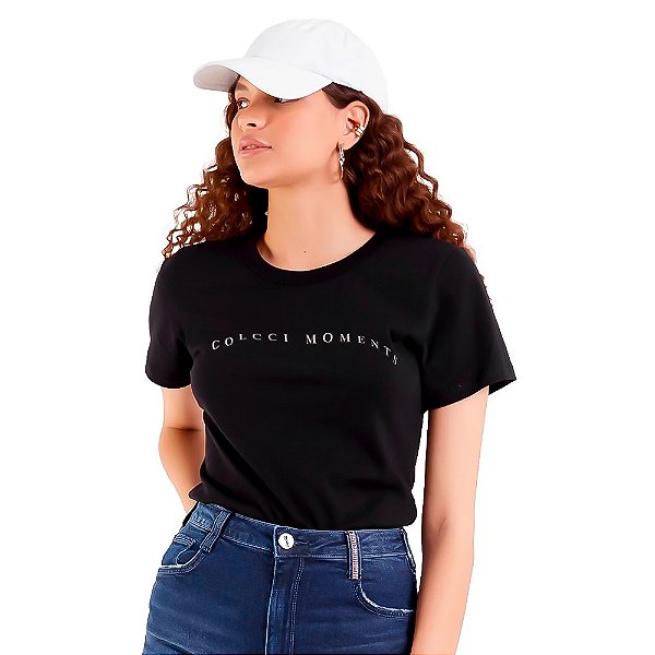 Camiseta Colcci Shine IN23 Preto Feminino