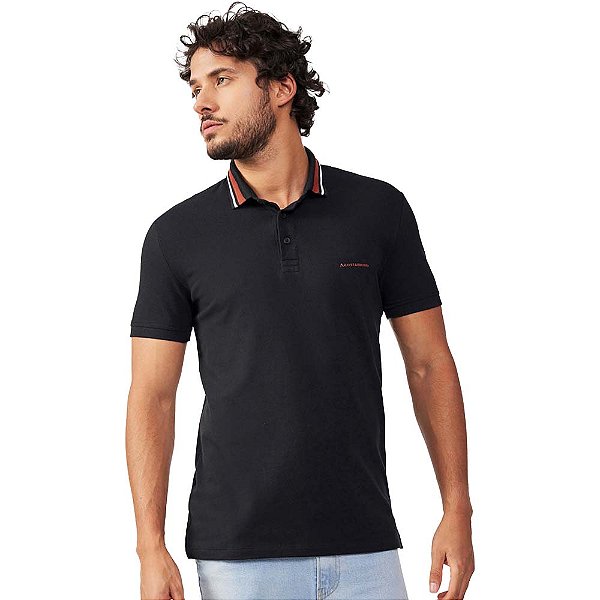 Camisa Polo Acostamento Listras IN23 Preto Masculino